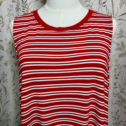 Time and Tru Stripe Midi Tank Dress XL Red White Streetwear French Girl Coastal