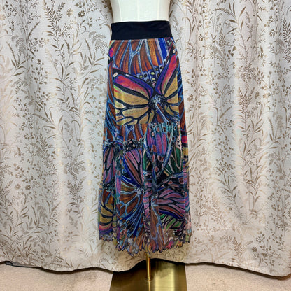 Lapis Butterfly Mesh Midi Skirt Womens L Bohemian Whimsygoth Fairycore Romantic
