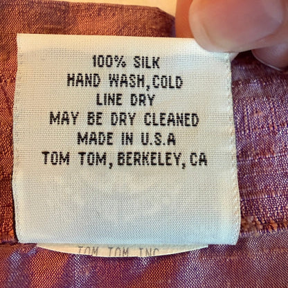 Tom Tom California Vintage Iridescent Silk Shirt Women M Purple Boho Artsy Retro