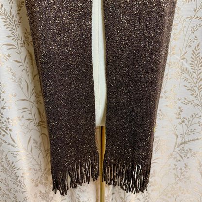 Echo Metallic Sparkle Knit Scarf Women OS NWT Espresso Gold Holiday Festive Glam