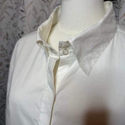Ashley Stewart Ruffle Cuff Button Up Shirt Women 2XL White Pirate Ren Faire Goth