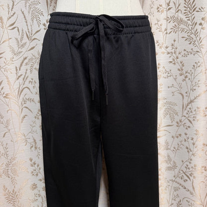 Yogipace Fleece Lined Wide Leg Sweatpants Women L Tall Black Athleisure Gorpcore
