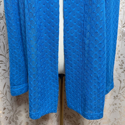 Blair Vintage Blue Pointelle Knit Cardigan Women XL Coastal Grandma Retro Office