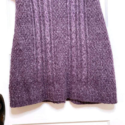 Sonoma Purple Cable Knit Cardigan Womens L Short Sleeve Cozycore Whimsigoth Boho