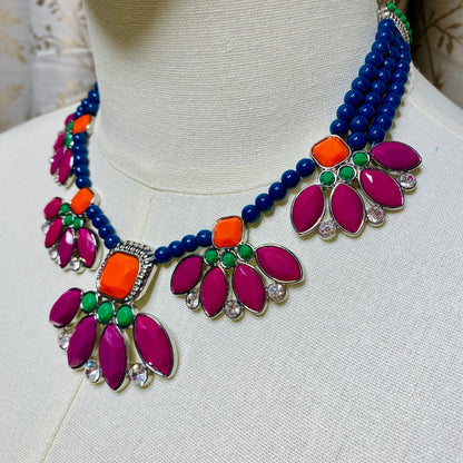 Lia Sophia Flamenco Statement Necklace Boho Chic Retro Artsy Maximalist Dopamine