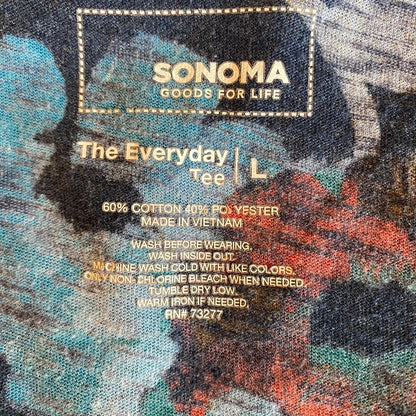 Sonoma Long Sleeve Tee Large Blue Floral Dark Cottagecore Naturecore Grandmacore
