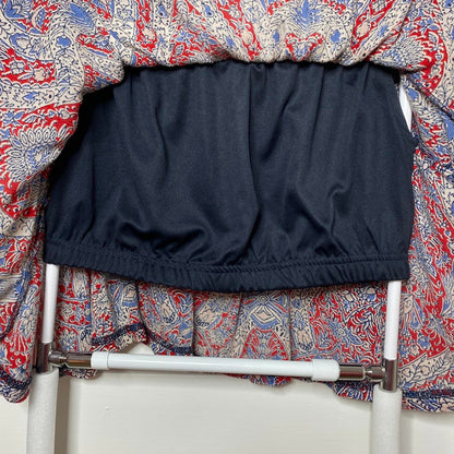 Forever 21 Red Blue Floral Off the Shoulder Cropped Top Womens Small Boho Retro