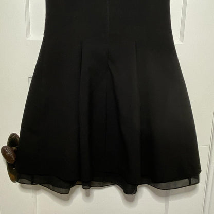 Riu Paris Black Illusion Sweetheart Dress XS Chiffon Hem Cocktail LBD Mod Party
