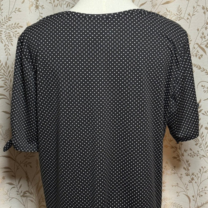 Croft & Barrow Polka Dot Short Sleeve Top Womens L Stretch Retro Classic Preppy