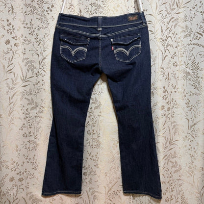 Levi's 524 Too Superlow Jeans Women Sz 18 Tall Dark Indigo Cowgirl Y2K Western