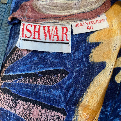 Ishwar Sleeveless Abstract Patterned Dress Womens 8 Bohemian Dainty Fairy Retro