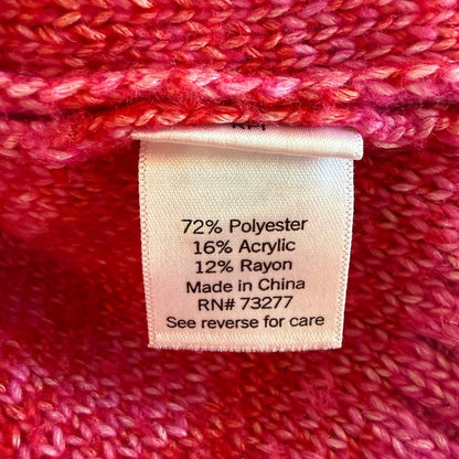 Nine West Red Pink Zebra Print Sweater Women L Dopamine Dressing Barbiecore Bold