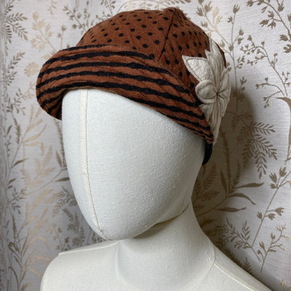 Flipside Hats Reversible Polka Dot Striped Cabbie Hat Driver Boho Slow Fashion