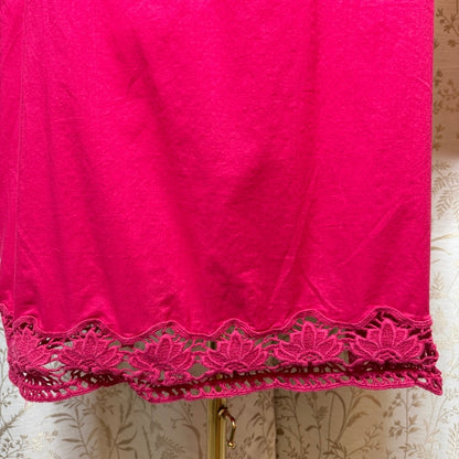 Motto Crochet V Neck Tunic Top Womens 3X Pink Boho Peasant Plus Size Festival