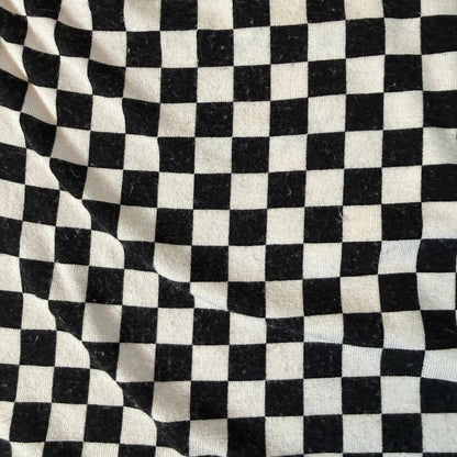 New York & Company Checkered Scoop Neck Pleated Top Women L Stretch Thrashed