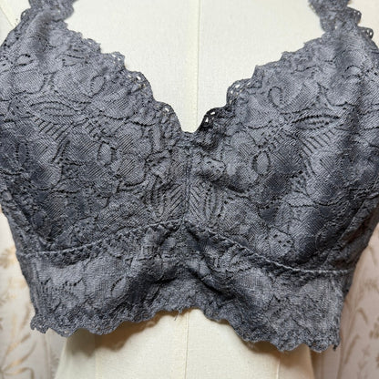 Felina Lace Bralette Racerback Wirefree Bra Gray XL Lounge Romantic Feminine