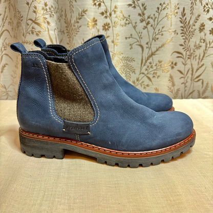 Josef Seibel Blue Nubuck Leather Wool Chelsea Boots Womens 42 Zip Comfort Chunky