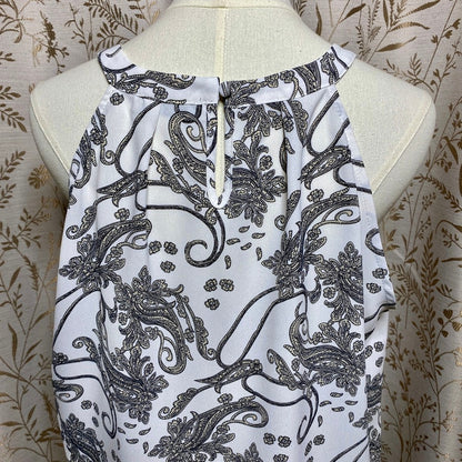 Grace Karin Paisley Halter Neck Blouse XL Boho Chic Dark Academia Careerwear