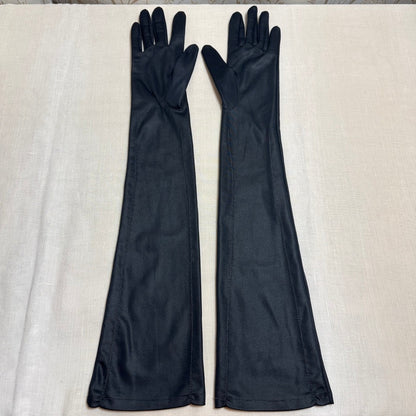 Vintage 1950s Black Opera Length Evening Gloves S Old Hollywood Mid-Century Glam