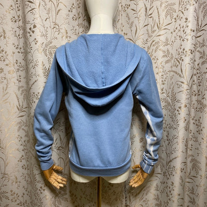 PINK Zip Up Hoodie XS Pastel Blue Tie Dye Stripe Y2K Streetwear Soft Girl Comfy