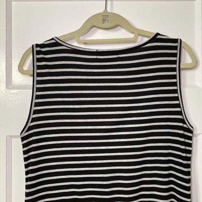 Verve Ami Gray & Black Striped Sleeveless Top Large Womens Minimalist Mod Goth
