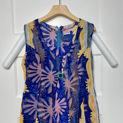 Ishwar Sleeveless Abstract Patterned Dress Womens 8 Bohemian Dainty Fairy Retro