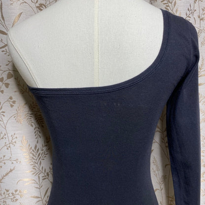 Abercrombie & Fitch One Shoulder Long Sleeve Bodysuit Black XS Minimalist Chic