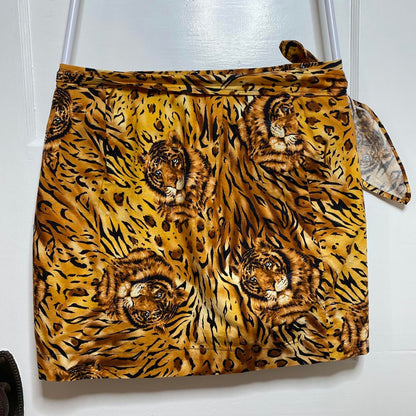 Handmade Tiger Print Wraparound Skirt Womens Small Beach Summer Animal Cover-up