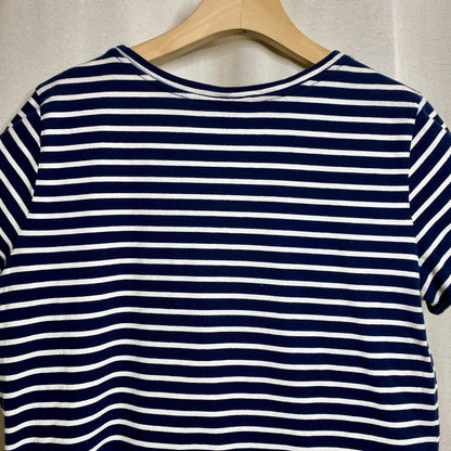 Nautica Blue White Striped Cold Shoulder Tie Tee XL Coastal Sailor Chic Nautical