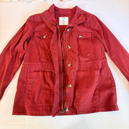 Sonoma Cotton Stretch Utility Field Jacket Women L Rust Gorpcore Workwear Fall