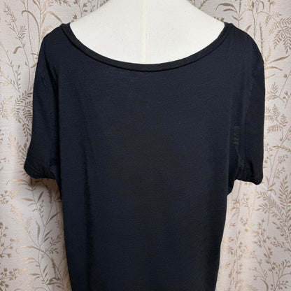 Susina Black Cotton Modal T-Shirt Women 1X Minimalist Capsule Loungewear Relaxed