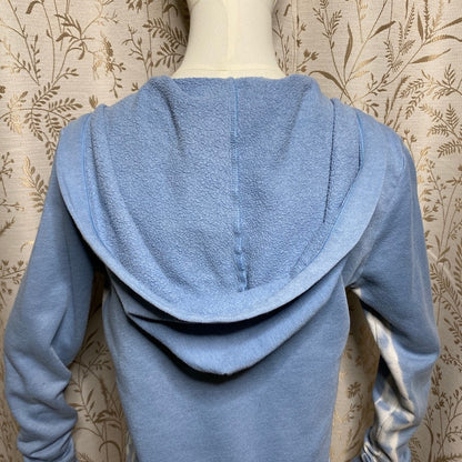 PINK Zip Up Hoodie XS Pastel Blue Tie Dye Stripe Y2K Streetwear Soft Girl Comfy