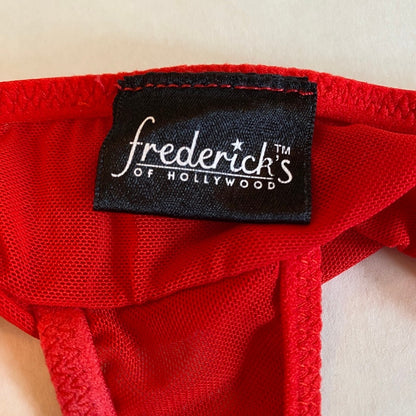 Fredericks of Hollywood Red Lace Sexy Halter Teddy M/L Coquette Pinup Baddie