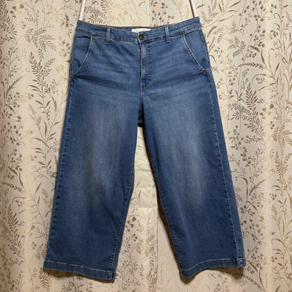 Ella Moss Wide-Leg Cropped Jeans Women 14 Med Indigo Stretch Coastal Casual Boho