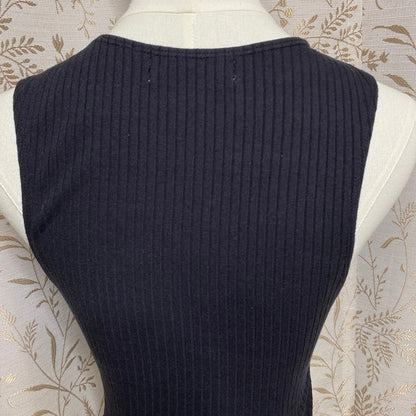 Urban Outfitters Black Ribbed V-Neck Crop Top Small Grunge Coquette Indie Goth