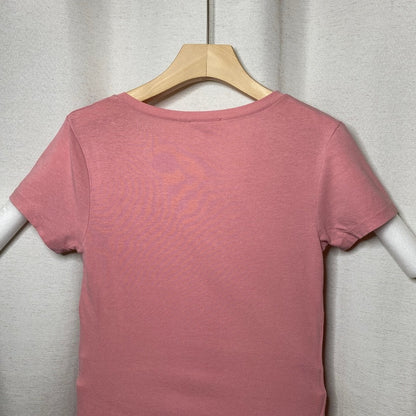 Zenana Dusty Pink V-Neck Tee Fits XS Clean Soft Girl Minimalist Basic Romantic