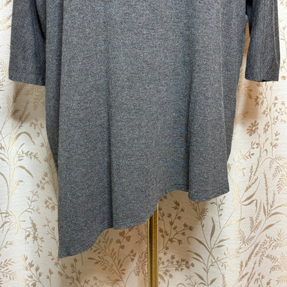 Bobeau Cutout Cold Shoulder Asymmetrical Top Womens 1X Gray Stretch Edgy Casual