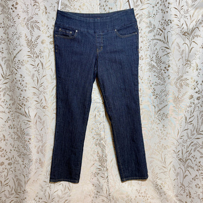 JAG Jeans Dark Wash Pull On Straight Leg Pants Women 16 Long Stretch Slim Fit