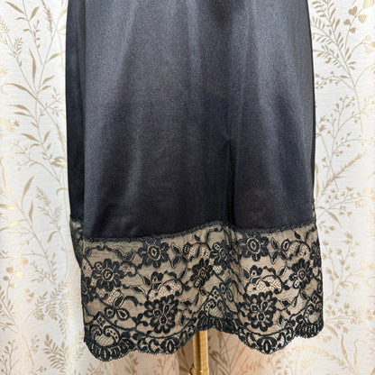 Gossard Artemis Vintage Black Lace Slip Dress Women XS Whimsigoth Coquette Retro