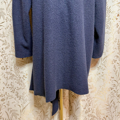 Garnet Hill Asymmetrical Boiled Wool Coat Women 18 Plus Blue Shawl Collar Artsy