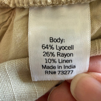 SONOMA Lyocell Linen Pants Womens L Cream Pull On Stretch Waist Neutral Coastal