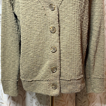 Two by Vince Camuto Textured Button Front Cardigan Women M Forestcore Earthcore