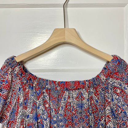 Forever 21 Paisley Crop Top Small Red Blue Off Shoulder Boho Festival Indie