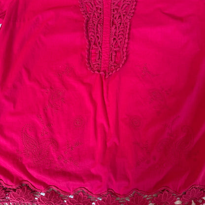 Motto Crochet V Neck Tunic Top Womens 3X Pink Boho Peasant Plus Size Festival