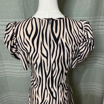 SHEIN Zebra Print Puff Sleeve Mini Dress Small Bodycon Cocktail Party Night Out
