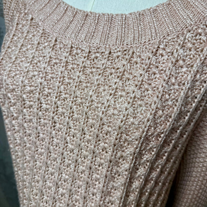Calvin Klein Jeans Pink Shimmer Knit Sweater Women XL Preppy Boho Light Academia
