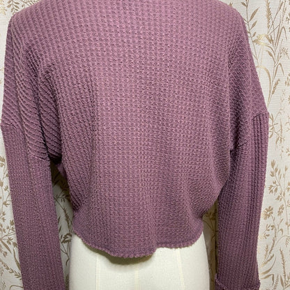 Wild Fable Mauve Waffle Knit Crop Turtleneck Top XS Coquette Grunge Soft Girl