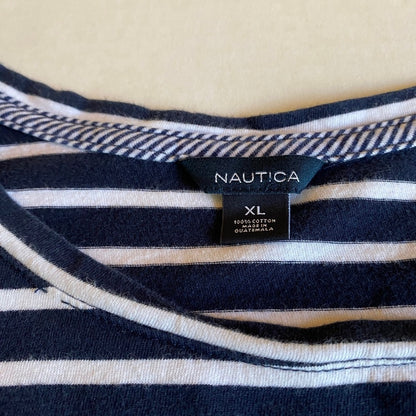 Nautica Striped Top Womens XL Coastal Nautical Sailor Chic Soft Norm Vacation