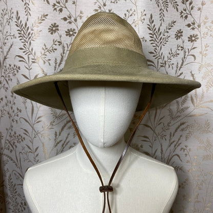 Dorfman Pacific Khaki Safari Hat Medium Mesh Gorpcore Sun Hiking Outdoor Utility