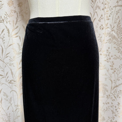 Impressions Vintage Black Velvet Maxi Skirt Women L Whimsigoth Vampy Goth Witchy